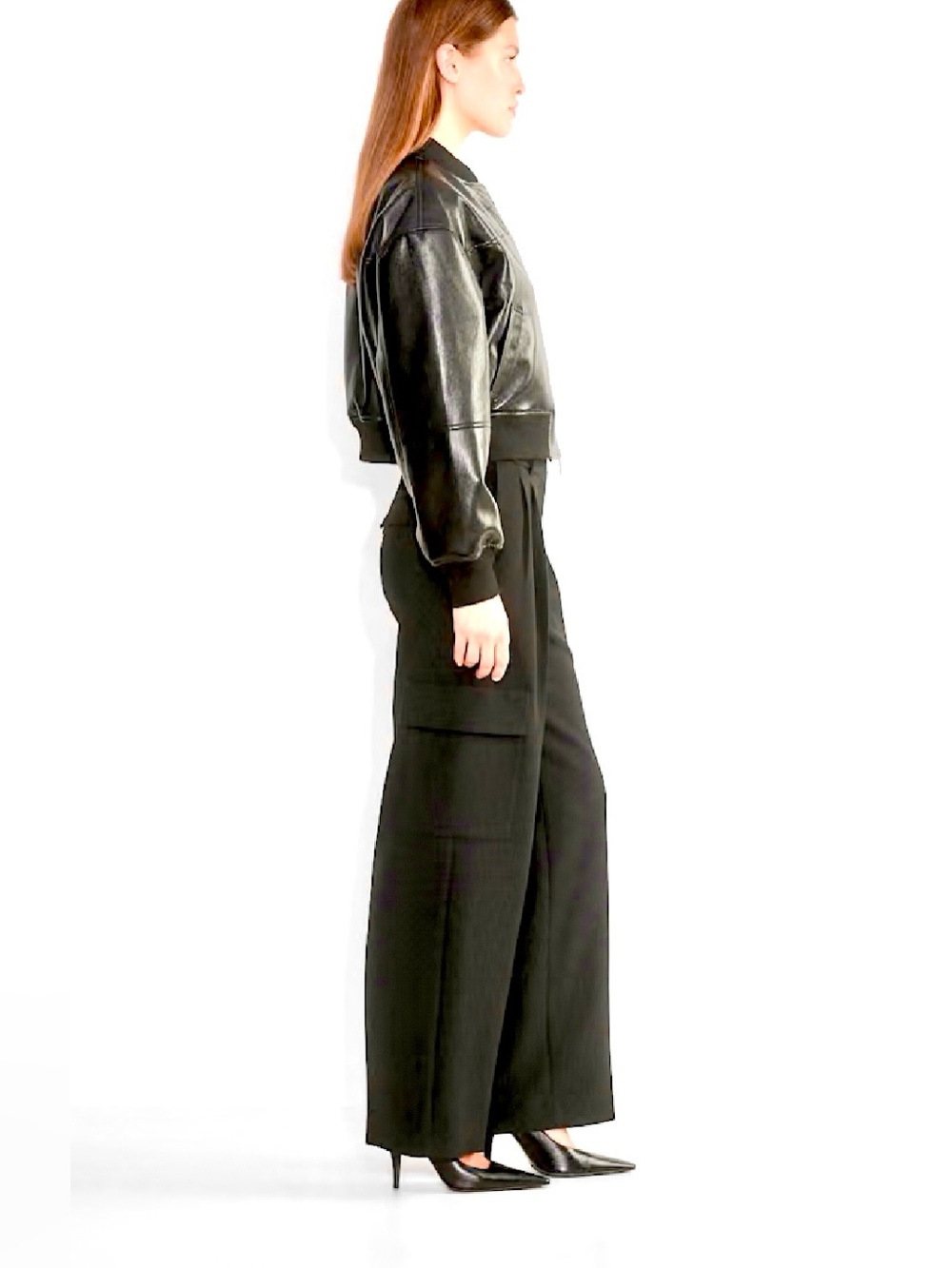 Babaton Aritzia Black Wide-Leg High Rise Soft Structured Cargo Suit Pants Size 6
